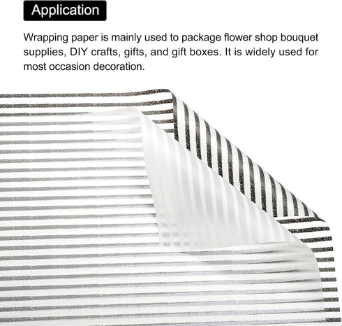 MECCANIXITY 40 Pcs Striped Matte Flower Wrapping Paper 23.6 x 23.6 Inch Waterproof for DIY Crafts Gift Box Packaging