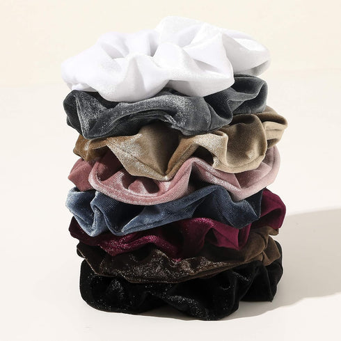 Velvet Scrunchies Hairbands Bulk Pack - Jumbo Large Hair Ties for Thick Curly Hair, No Crease Soft Elastic Accessories