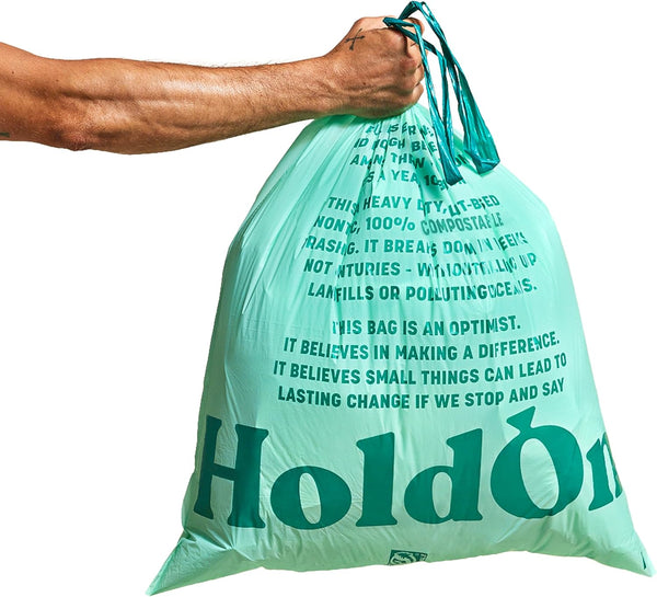 13-Gallon Trash Bags, Plant-based Tall Kitchen Trash Bags with Drawstring Handles, Heavy-duty & Compostable (40 bags)