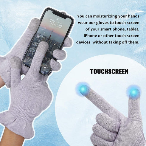 MIG4U Moisturizing Beauty Gloves - Touchscreen Overnight Sleeping Gloves for Women with Dry Hands (Grey Purple, 3 Pairs)