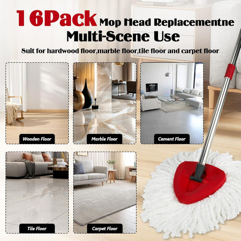RA RUNNING ALIEN Set 1-Tank 16 Refills,1 Head,1 Base,and(31-63in) Set Spin Mop Replacement for O-Ceda EasyWring System
