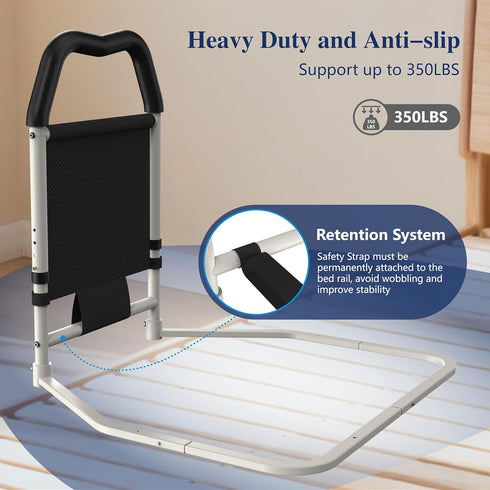 JUSHA YL-02 350 lbs Bed Rails for Seniors & Bed Rail for Elderly, Adjustable Safety Support with Non-Slip Handle