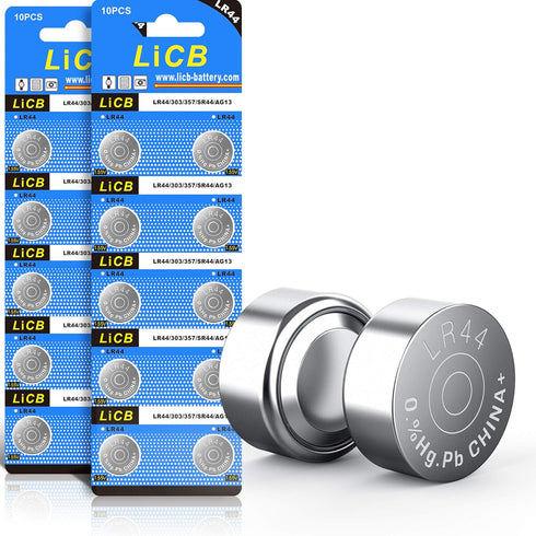 LiCB 20 Pack LR44 AG13 357 303 SR44 1.5V Button Coin Cell Batteries