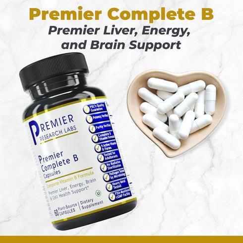 Premier Research Labs Complete B - Vitamin B Complex Supplement for Optimal Health, 60 Capsules