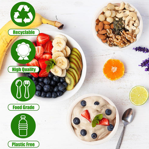 200 PACK 8 oz Paper Bowls, Compostable Disposable Heavy-Duty Biodegradable Bowls for Salad, Cereals, Snacks