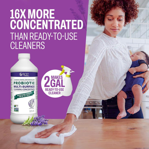 Biobased Probiotic Cleaning Concentrate with Lavender Essential Oil, Plant-Based Multi-Surface Spray Cleaner, 17 Fl Oz