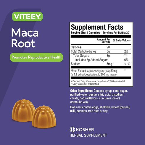 Gummies 60 Count Viteey Black Maca Root - Drive, Passion & Energy Support - Black Maca Root for Men & Women - Vegan