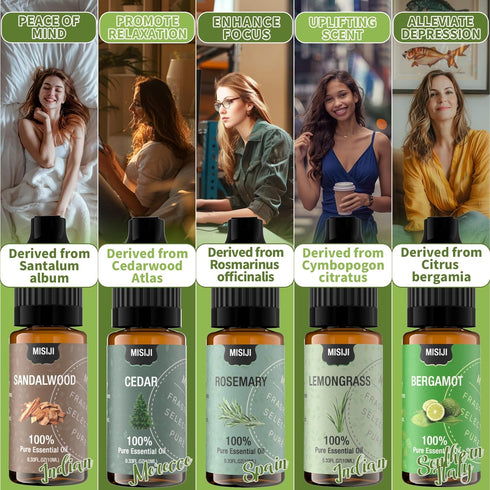 Set-MISIJI 10 Essential Oils Essential Oils for Diffuser for Home,Diffuser Oils Scents for Aromatherapy,Candle&Soap