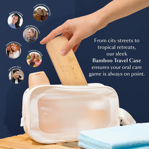 Better & Better Bamboo Travel Case - Fits 2 Replacement Brush Heads & 1 Electric Brush Handle, Natural Bamboo