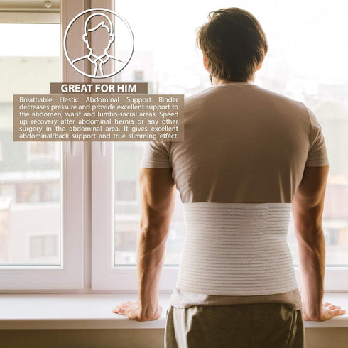 ORTONYX 10.25" Abdominal Binder for Men and Women, Beige S/M Post-operative Support Belt