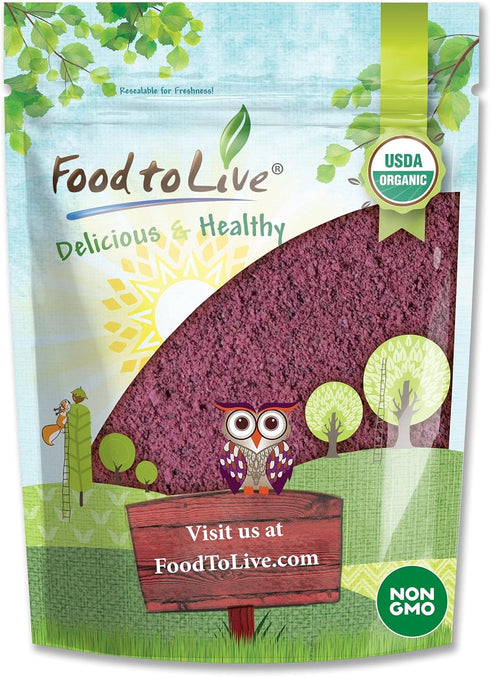 Food to Live - Organic Black Elderberry Powder, 12 Ounces Non-GMO, Great for Baking, Smoothies, Vegan