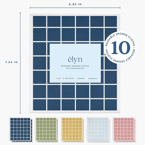 Swedish Dishcloths | Reusable & Washable Sponge Cloths | 10 Pack, Assorted Rainbow Color Window Pane Pattern