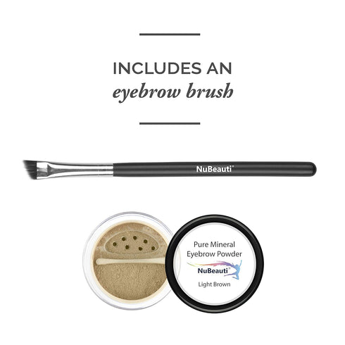 Natural Eyebrow Powder Kit, Mica Brow Makeup with Professional Angled Brush, 10 Natural Shades