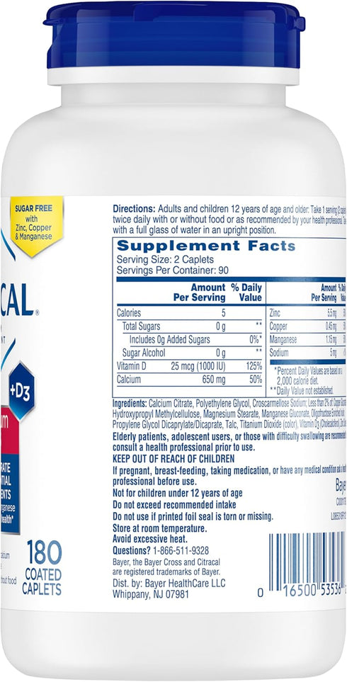 Citracal Maximum Plus - 650 mg Calcium Citrate, 25 mcg (1000 IU) Vitamin D3, Bone Health Support, Calcium Supplement