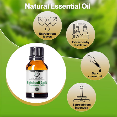 Premium Dark Patchouli Essential Oil - 15 ml | Intense Sweet Aroma for Diffusers | Sustainably Sourced