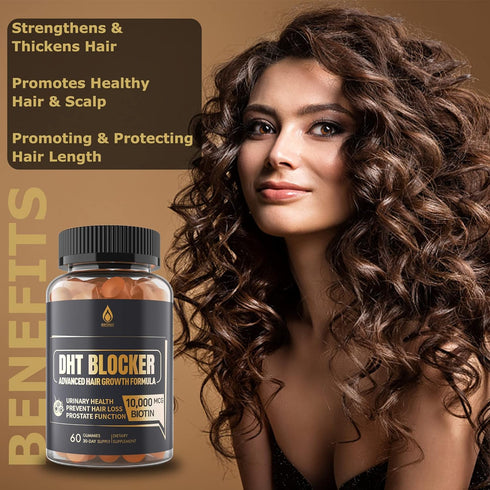 Envy Deal DHT Blocker Gummies Hair Growth Supplement, 10000 mcg Biotin & Saw Palmetto, 2Pc/120ct for Men & Women