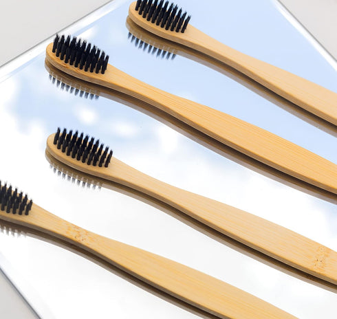 Biodegradable Eco-Friendly Natural Bamboo Toothbrushes, 4 Count for Sustainable Oral Care