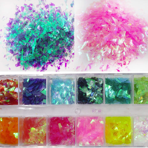 LoveOurHome Nail Glitters Sequins Set, Mixed Shaped Holographic Glitter Flakes for Makeup Crafts and Nail Decorations