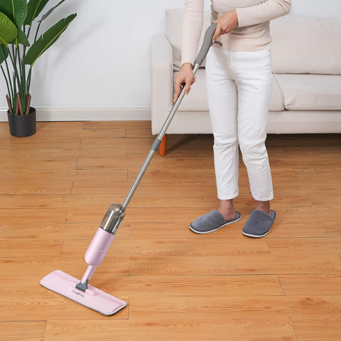 True & Tidy Multi-Surface Spray Mop with Refillable Water Bottle, SPRAY-250, Pink