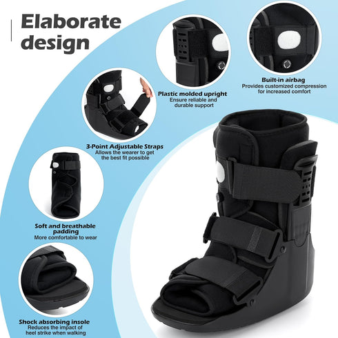 honarry Walking Boot for Broken Foot & Injuries - Lightweight Medical Boot with Anti-Slip Sole, Adjustable Straps