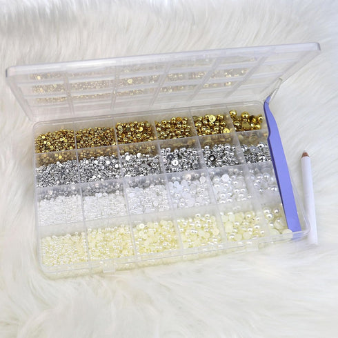 Pearls for Crafting, 8000 Pcs Flat Back Nail Pearls in 6 Colors for DIY Jewelry, Phone Nail Charms Making