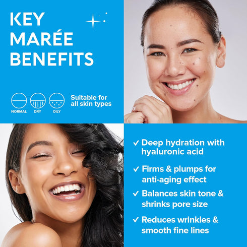 MAREE Facial Masks with Marine Collagen & Hyaluronic Acid - Moisturizing Sheet Masks with Green & Red Algae Extract, 6