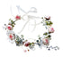 Rose Flower Crown Boho Headband, Floral Halo Headpiece with Ribbon for Wedding Party, Pink