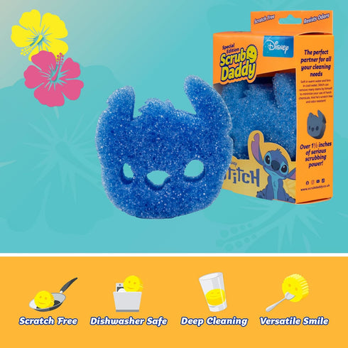 Pack, Scrub Daddy Disney Stitch Dish Sponge Twin Smiley Face Sponges for Cleaning & Washing Up - Kitchen Non Scratch