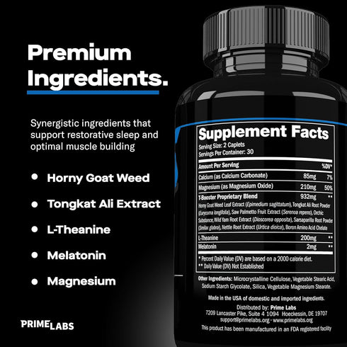 Prime Labs – Prime Test Night Duty - Nighttime Testosterone Booster & Sleep Support for Men