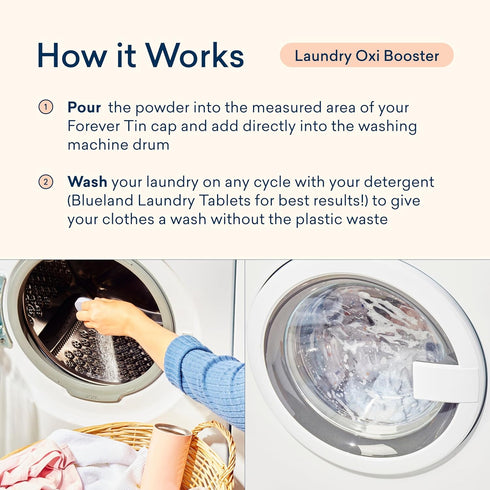 BLUELAND Oxi Laundry Booster Powder Starter Set, 17.6oz, Plastic-Free & Eco Friendly, 25 Load Stain Remover