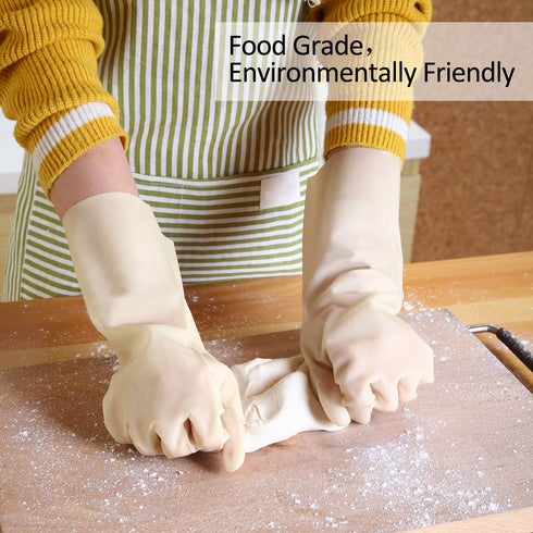 BOOMJOY Heavy Duty Nitrile Cleaning Gloves, Reusable Medium Dishwashing Gloves for Kitchen, Bathroom, Pet Care - White,