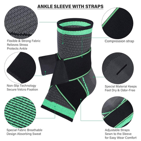 Adjustable Compression Ankle Support Brace for Men Women, Eases Pain and Swelling for Sprained Ankle (X-Large)