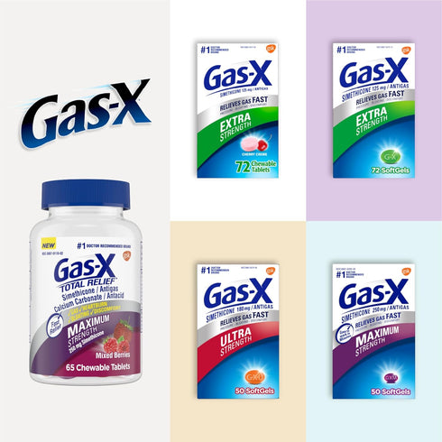 Gas-X Maximum Strength Gas Relief Softgels with Simethicone 250 mg for Bloating Relief - 50 Count