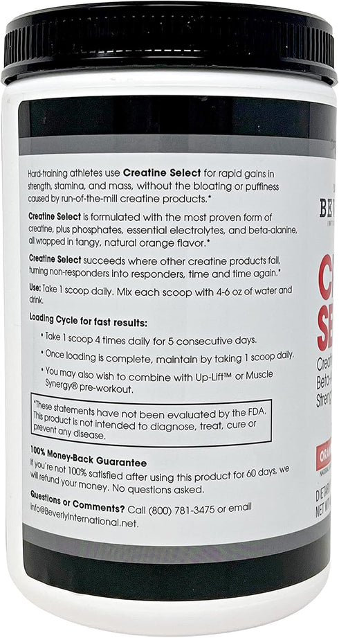 Beverly International Creatine Select with Phosphates - 40 Servings for Muscle Size, Strength & Recovery - Tastes like