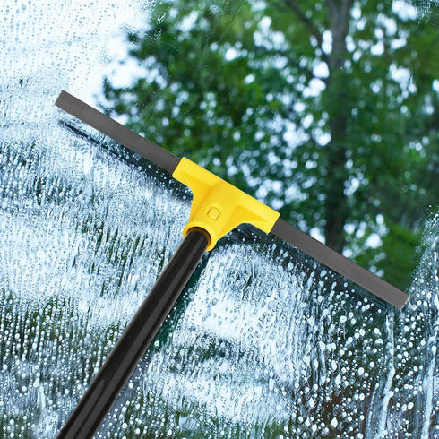 18'' Rubber Squeegee Broom with 60'' Long Handle for Floor Cleaning, Heavy Duty Household Wiper