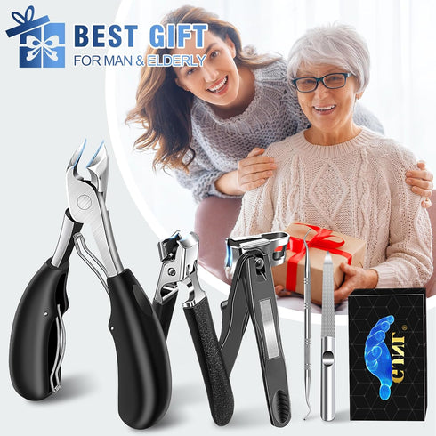 Toenail Clippers for Seniors, Wide Jaw Opening Heavy Duty Nail Clippers Set for Men and Women, 5 Pcs