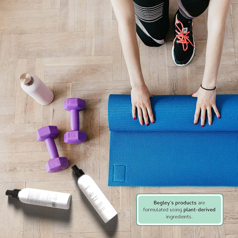 Begley's Yoga Mat Cleaner and Deodorizer Spray 8oz - Pure Eucalyptus & Lavender Essential Oils