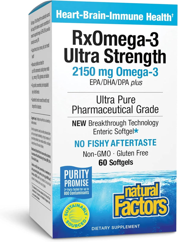 Natural Factors RxOmega-3 Ultra Strength - Brain & Heart Health Support -