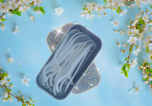 Portable Bling Diamond Case with Floss Picks Inside, Versatile Travel Pill Case for Hotels and Cruises
