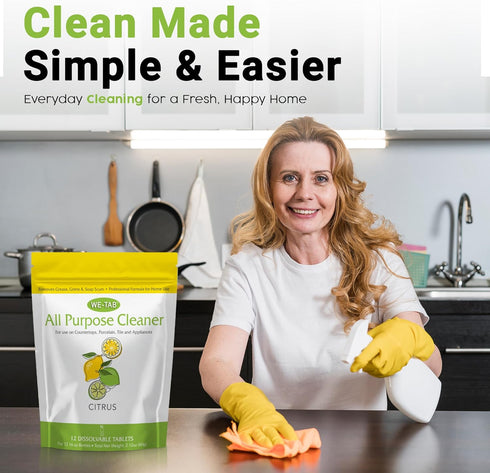 We-Tab 12-pack. 192 oz (12x16Fl oz) All Purpose Cleaner Concentrate Refill, Multi Surface Clean Refill, Non-toxic
