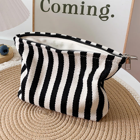 Makeup Bag, Travel Makeup Bag for Purse, Striped Cosmetic Bag, High Capacity Toiletry Bag for Women, Personalized Gift