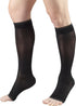 Truform Sheer Compression Stockings, 15-20 mmHg, Women's Knee High Length, Open Toe, Black, Large