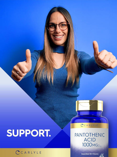 Carlyle Pantothenic Acid | 1000mg | 100 Capsules | Essential B5 Vitamin, Non-GMO, Gluten Free Supplement