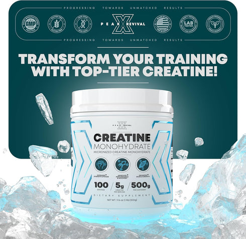 Performance Micronized Creatine Monohydrate Powder Supplement, 5000mg (5g), 100 Servings, Unflavored, Vegan
