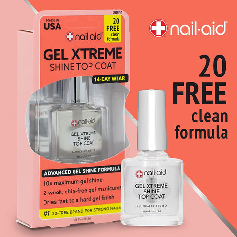 Nail-Aid Gel Xtreme Shine Top Coat, Clear, 0.55 Fluid Ounce