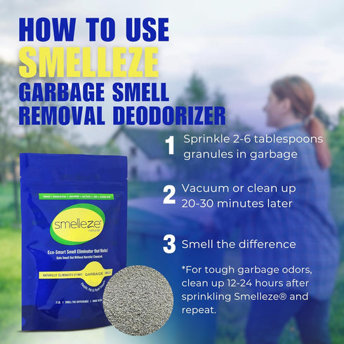 SMELLEZE Natural Garbage Smell Removal Deodorizer: 2 lb. Granules for Ridding Smelly Trash Stench