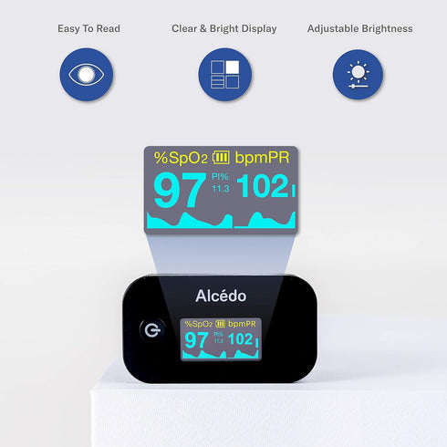 Alcedo Pulse Oximeter Fingertip | Blood Oxygen Saturation Level (SpO2) and Heart Rate Monitor with Carry Case