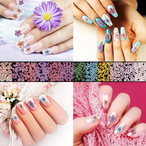 Maitys 3 Boxes 1080 Pcs 3D Flowers for Nails Decals, Colorful Mixed 3D Flower Leaves for DIY