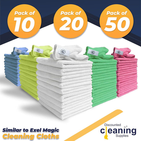 Microfibre Cleaning Cloth, White, Pack of 10, Large Size: 40x40cm, Super Soft Premium Streak Free Washable Cloth Duster