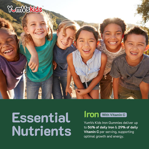 Iron Supplement for Kids - 5 mg Gummies with Vitamin C, Grape Flavor, Vegan, Kosher, Non-GMO - 60 Count